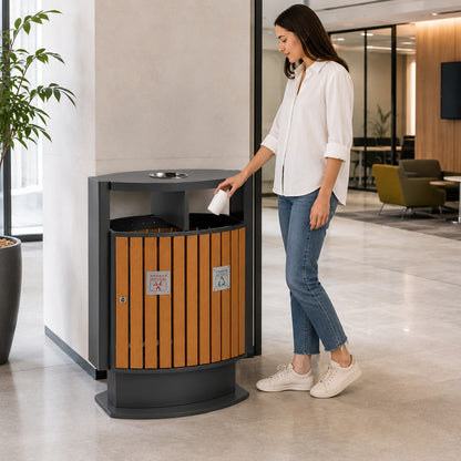 EKO - Cubo con Apertura Superior 39 L + 39 L Efecto madera