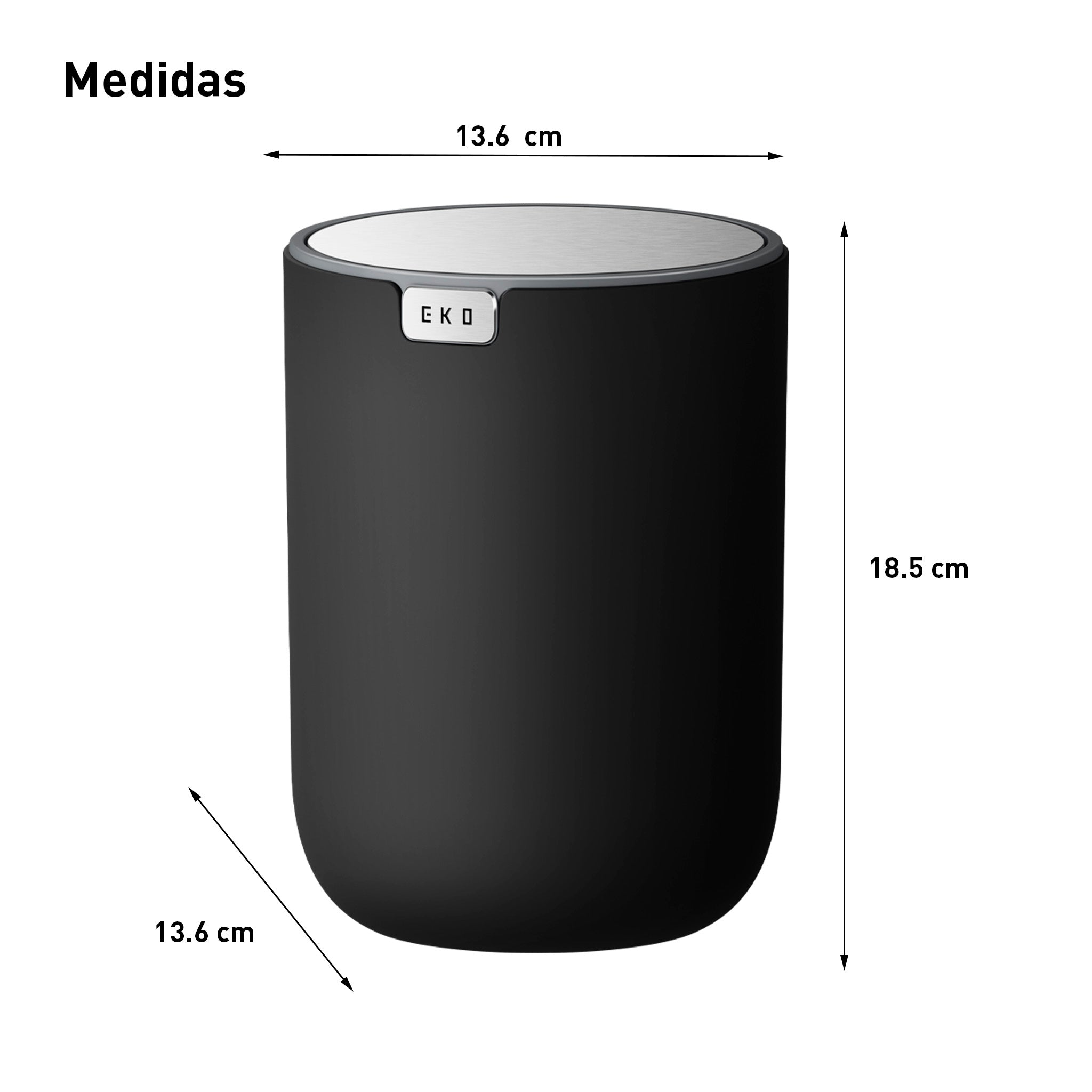 EKO - Fandy - Bote de Basura Pequeño 2,2 L Negro