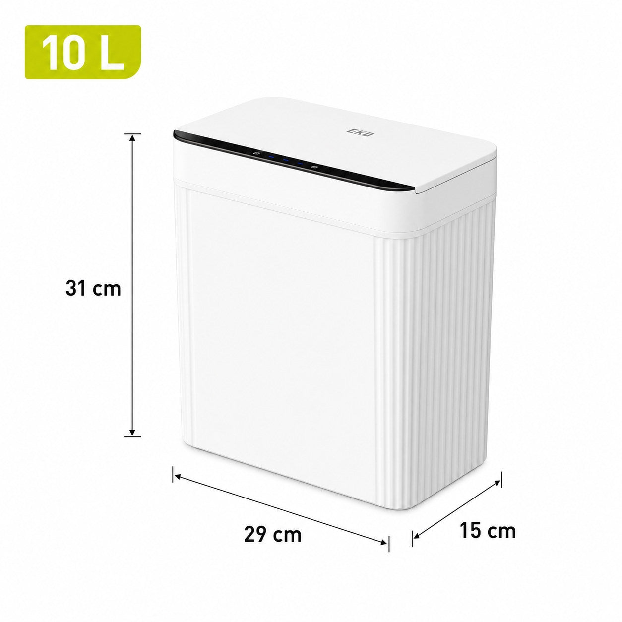 EKO - Brio - Bote de Basura con Sensor 10 L Blanco