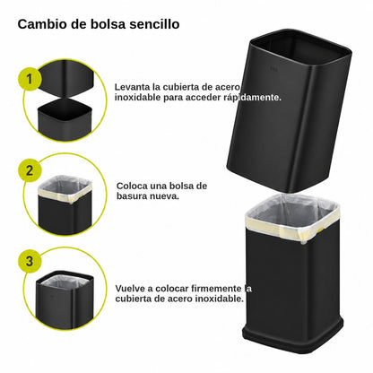 Bote de basura para baño 10L con tapa de basura de acero inoxidable