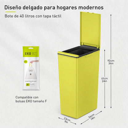 EKO - Bote de Basura EKO Morandi con Apertura Táctil  40L Verde Lima
